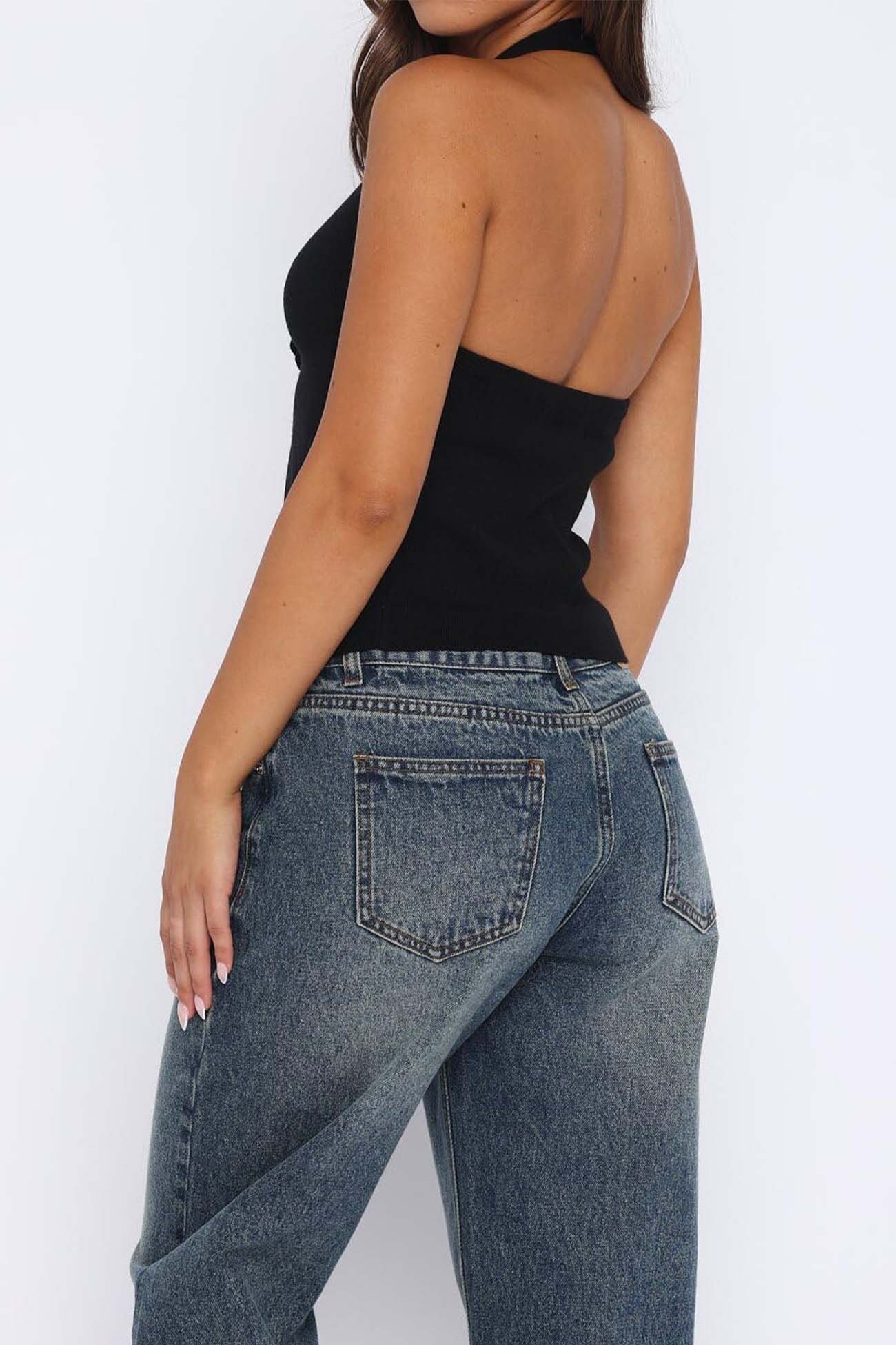 Blumen-Crop-Top mit Rückenausschnitt und Schlitz vorne von Fudus