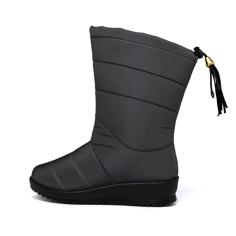 Krohn-e | Wasserdichte Ultraleichte Kunstfell Gefütterte Quastenschnee Stiefel