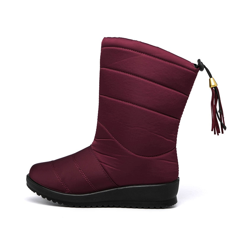 Krohn-e | Wasserdichte Ultraleichte Kunstfell Gefütterte Quastenschnee Stiefel