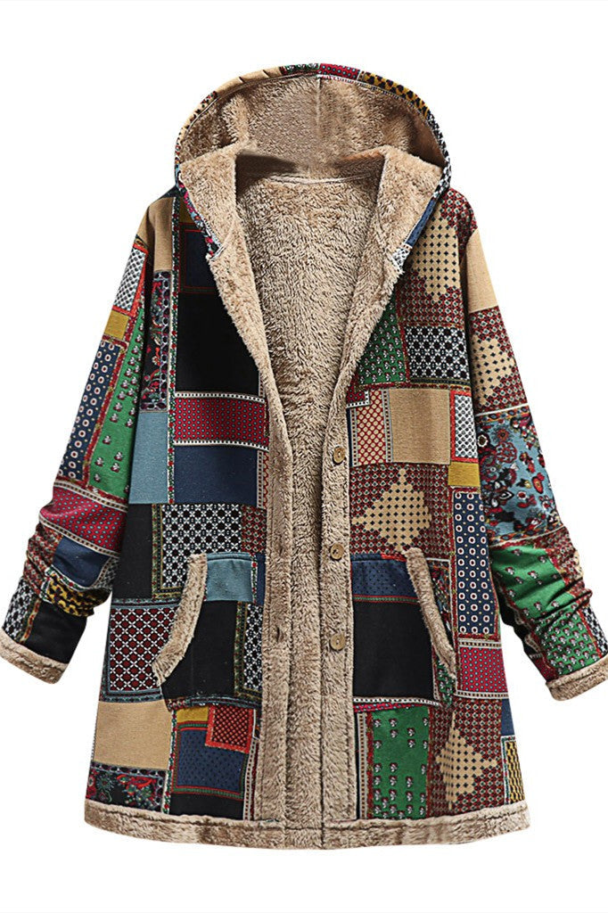 Krohn-e | Dicker Fleece Kapuzenlongcoat