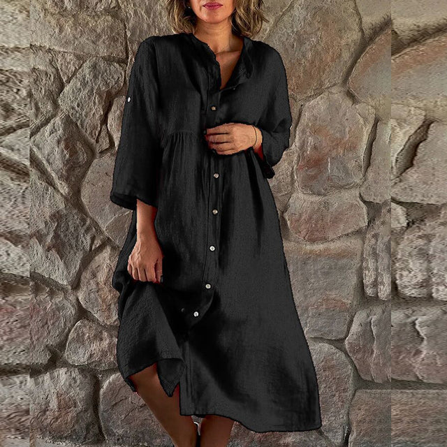 KROHN-E Damen Midi-Kleid Abendkleid fließend klassisch elegant