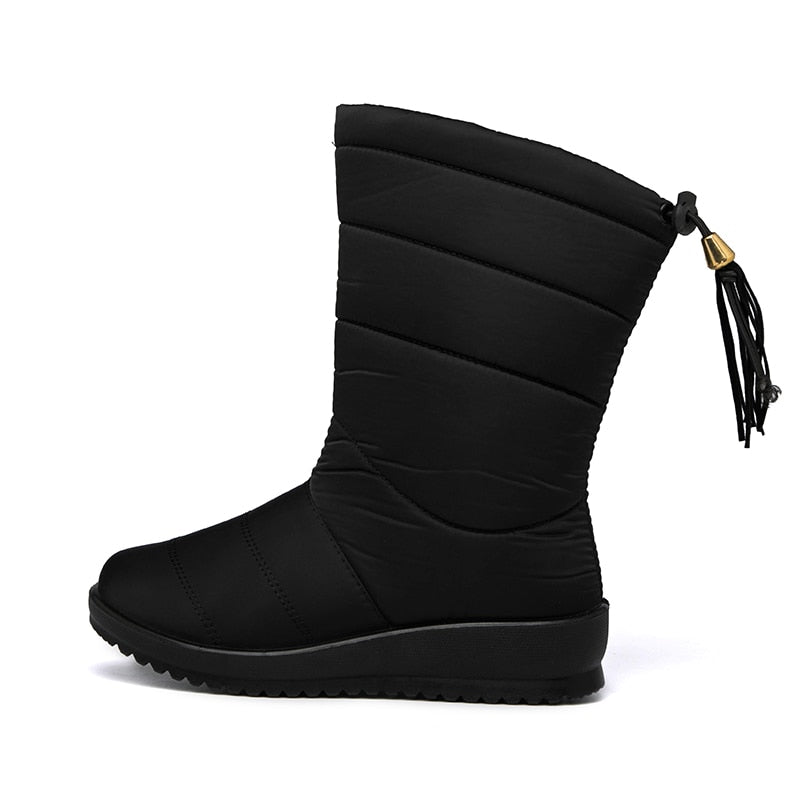 Krohn-e | Wasserdichte Ultraleichte Kunstfell Gefütterte Quastenschnee Stiefel