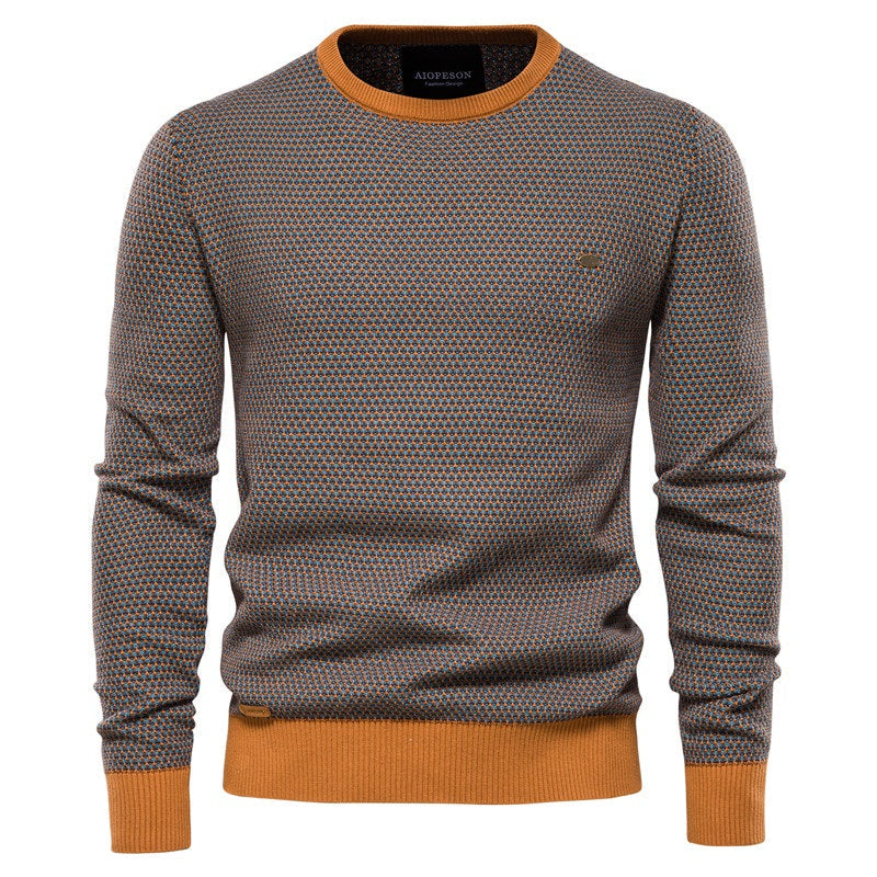 Krohn-e | Geometrisch Gemusterter Pullover Weiche Baumwollmischung Stilvoll und Gemütlich