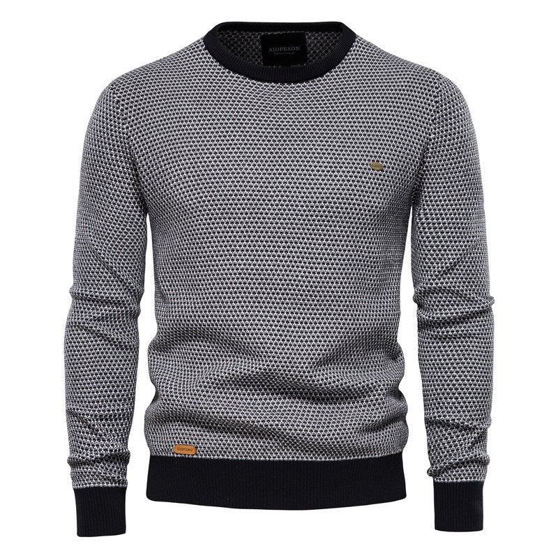 Krohn-e | Geometrisch Gemusterter Pullover Weiche Baumwollmischung Stilvoll und Gemütlich