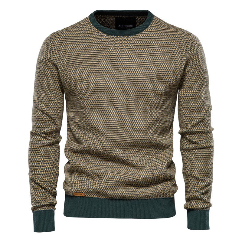 Krohn-e | Geometrisch Gemusterter Pullover Weiche Baumwollmischung Stilvoll und Gemütlich