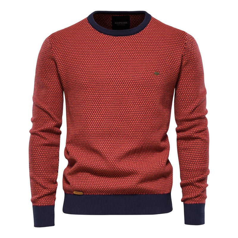 Krohn-e | Geometrisch Gemusterter Pullover Weiche Baumwollmischung Stilvoll und Gemütlich