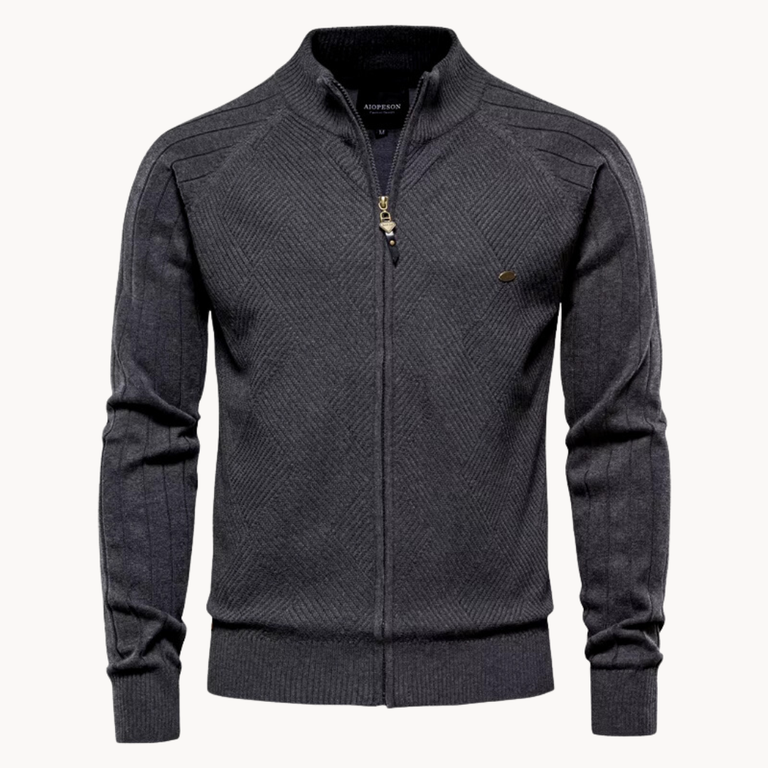 Victor | Herren Strickjacke mit Reißverschluss Stehkragen