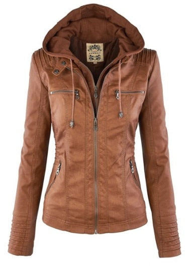 Krohn-e | Lederjacke mit Kapuze für Damen