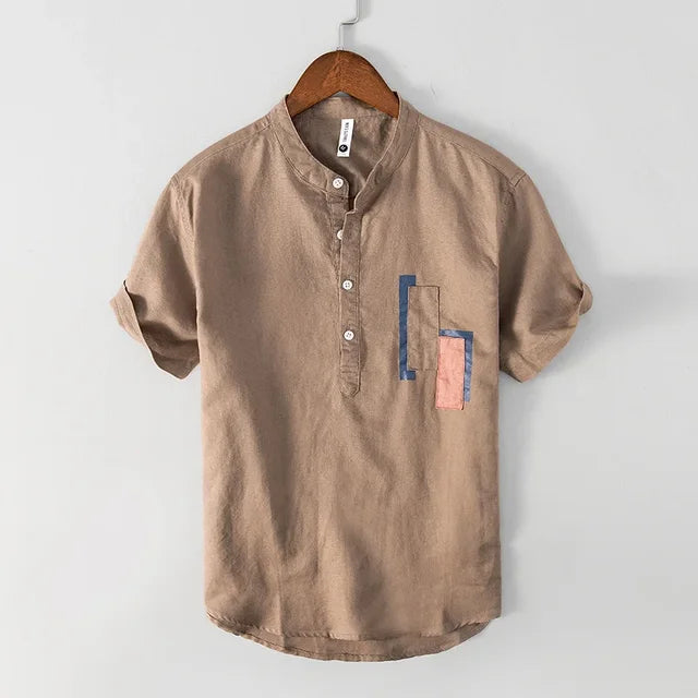 Minimalistisches Leinenhemd von Fudus mit Patch-Details