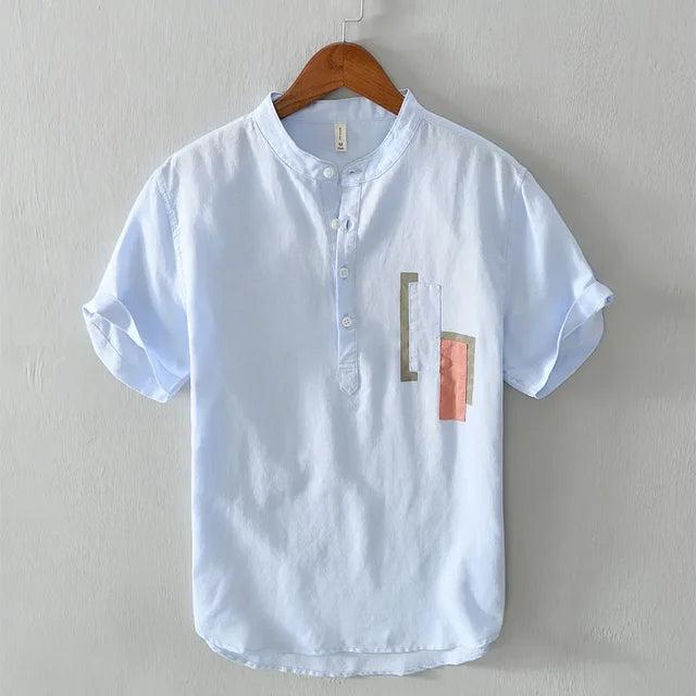 Minimalistisches Leinenhemd von Fudus mit Patch-Details