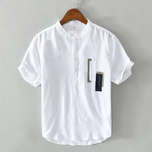 Minimalistisches Leinenhemd von Fudus mit Patch-Details