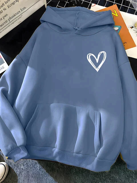 Fudus | Relaxing Heart Print Hoodie