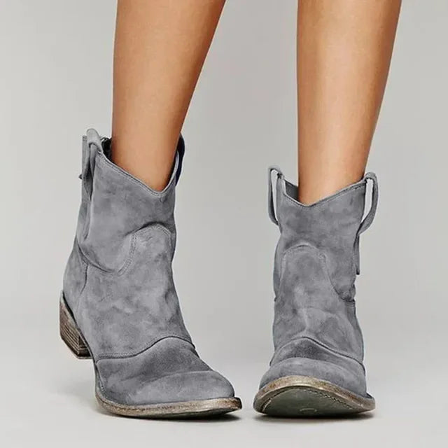 Lederne Damen-Stiefeletten im Vintage-Western-Stil