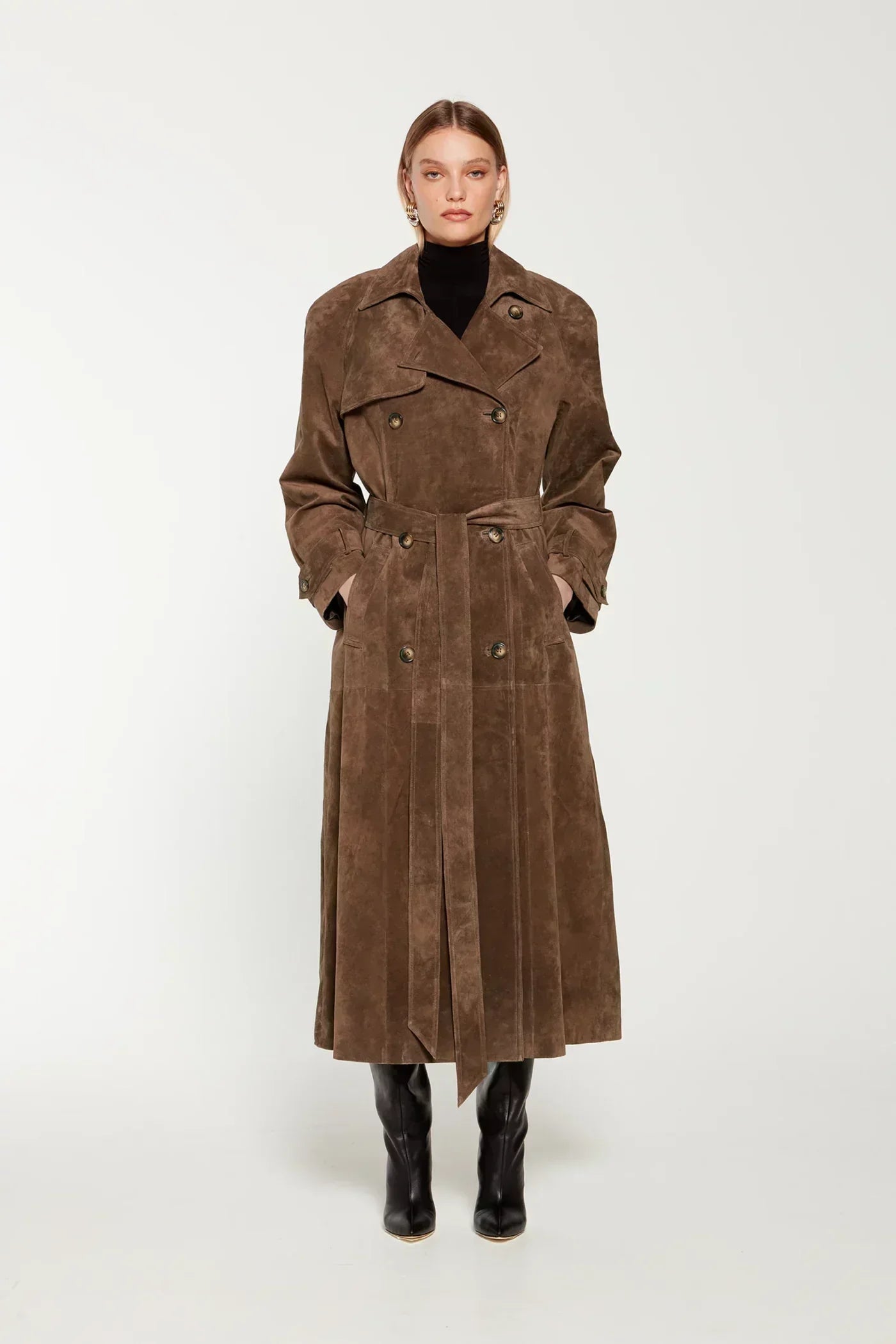Krohn-e | Eleganter Wildleder Trench Coat