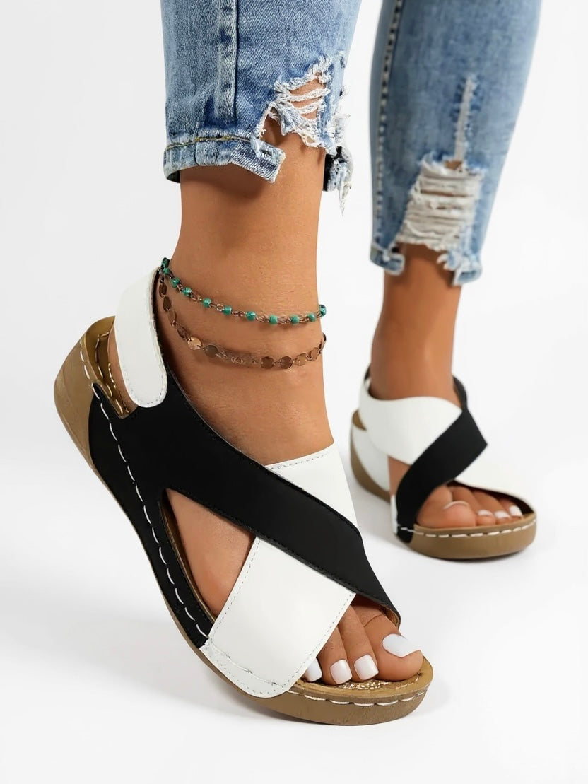 KROHN-E Damen Wedge-Sandalen Platform Verstellbar Gepolstert