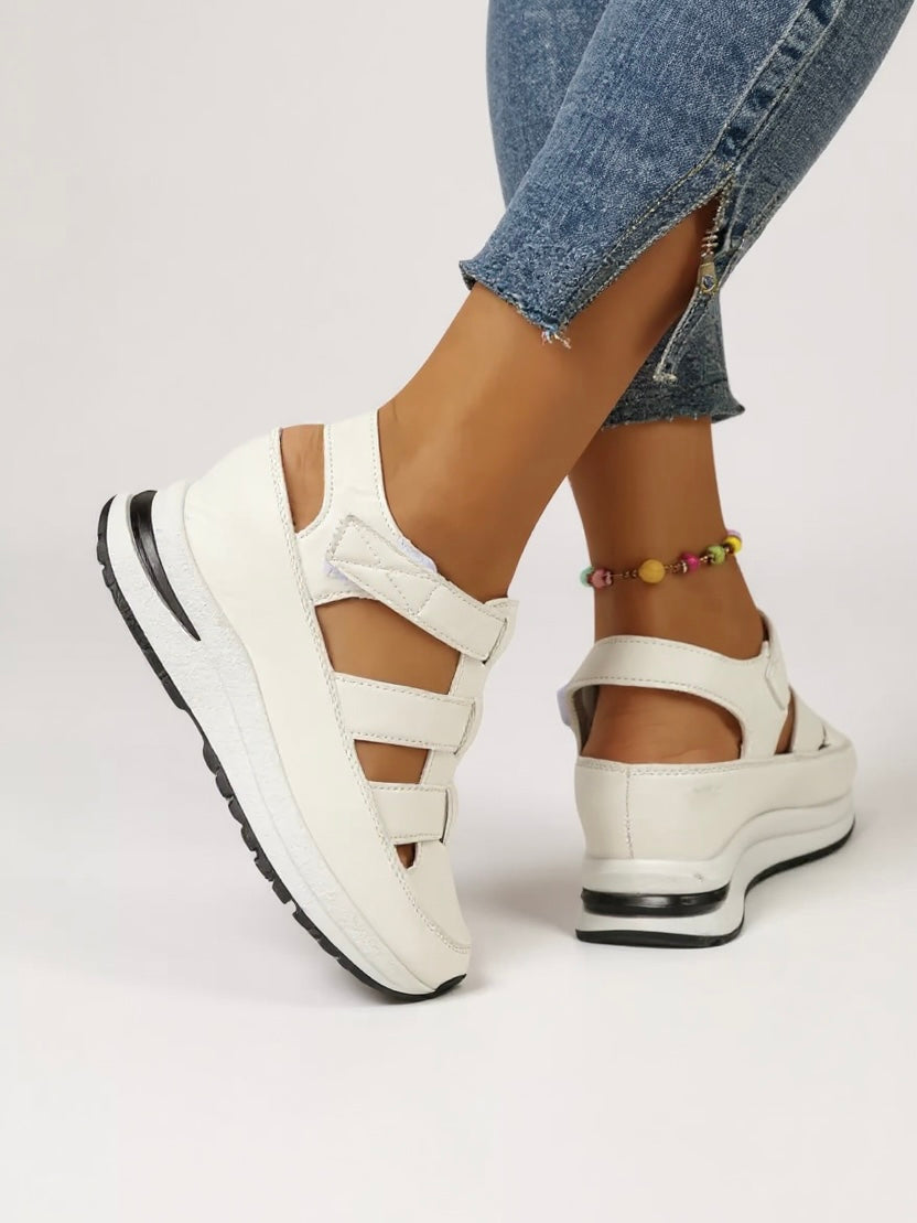 KROHN-E Damen Platform Sandalen Verstellbar Gepolsterte Sohle