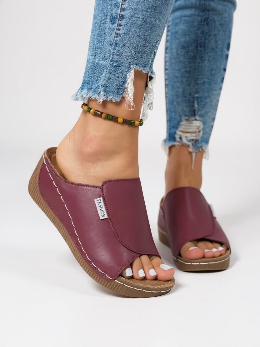KROHN-E Damen Plateau Slides Gepolstert Slip-On Minimalistisch