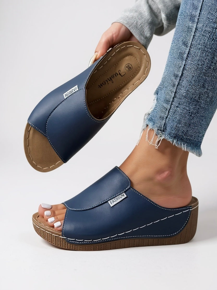 KROHN-E Damen Plateau Slides Gepolstert Slip-On Minimalistisch