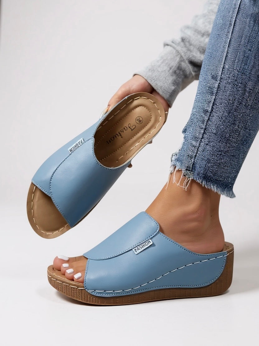KROHN-E Damen Plateau Slides Gepolstert Slip-On Minimalistisch