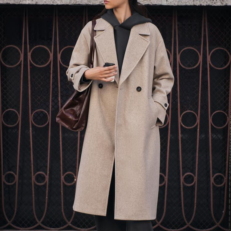 Krohn-e | Trenchcoat - Wollmischung - Oversized Fit - Doppelt gefertigt - Klassisches Design