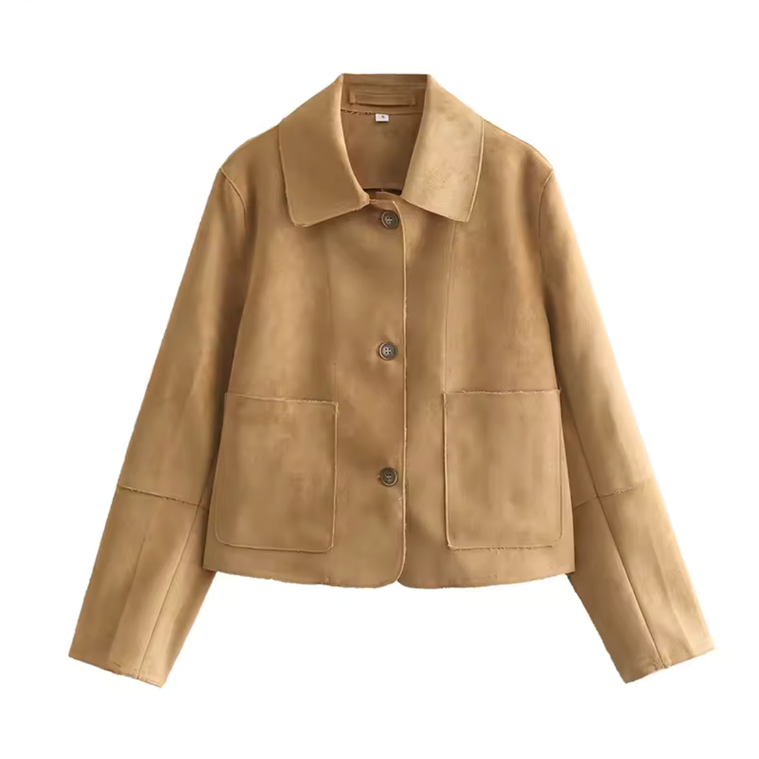 Krohn-e | Kurzer Knopf Daunen Jacke - Langarm