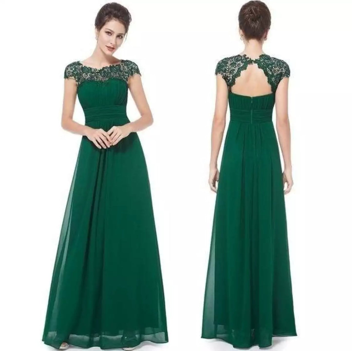 KROHN-E Damen Festkleid A-Linie Spitze Hochzeitsfeier Abendkleid