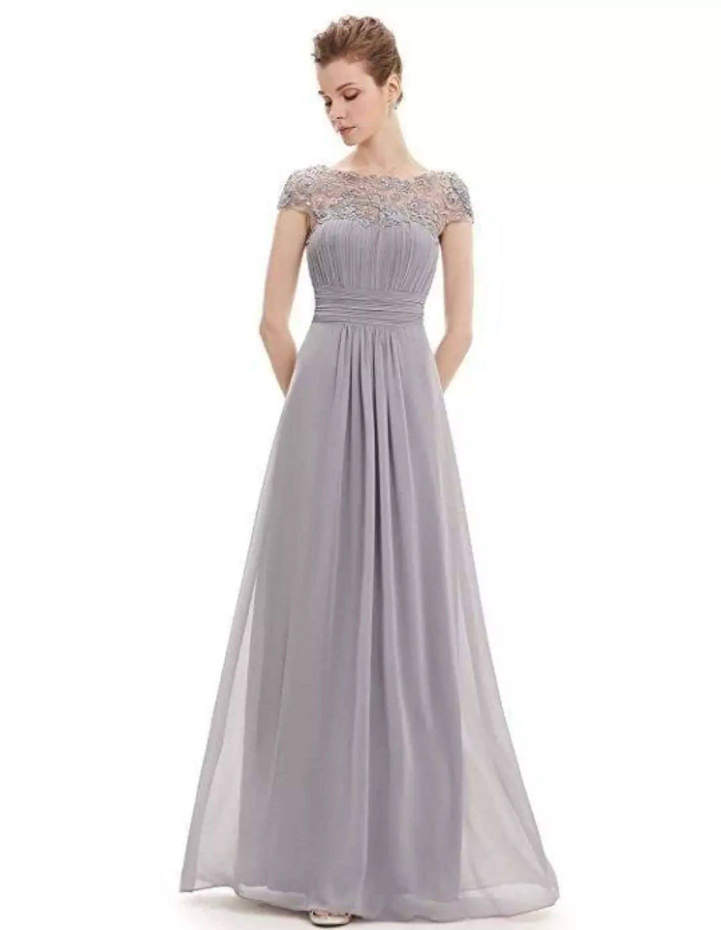 KROHN-E Damen Festkleid A-Linie Spitze Hochzeitsfeier Abendkleid