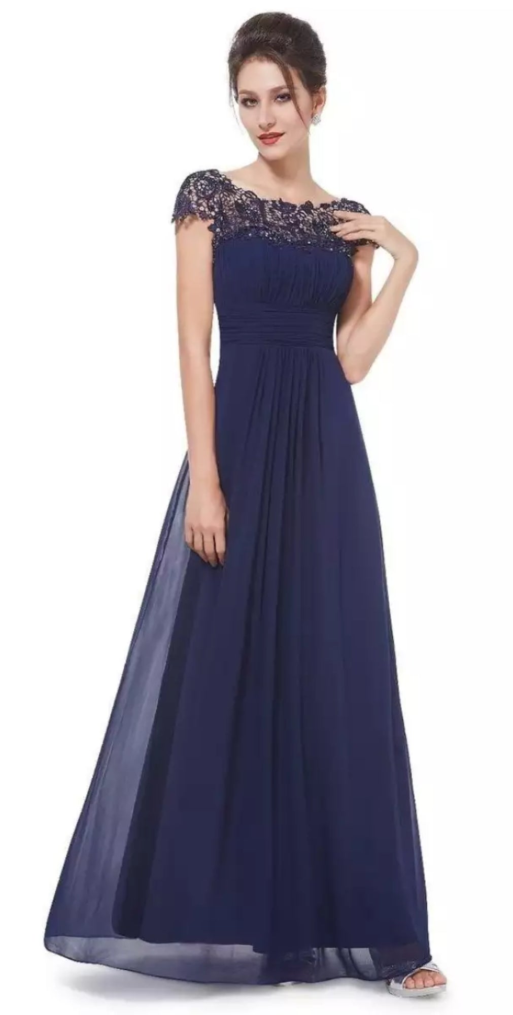 KROHN-E Damen Festkleid A-Linie Spitze Hochzeitsfeier Abendkleid