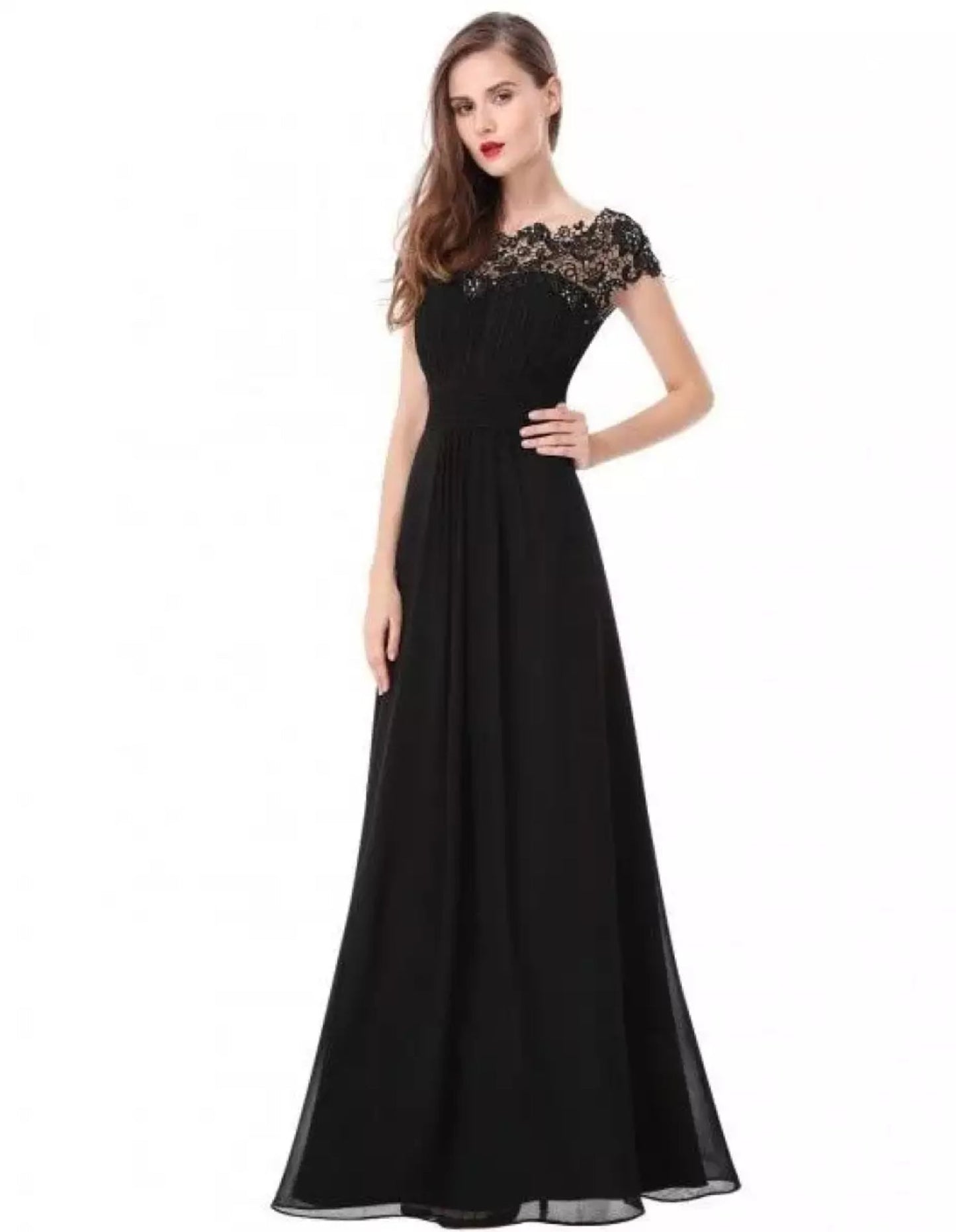KROHN-E Damen Festkleid A-Linie Spitze Hochzeitsfeier Abendkleid