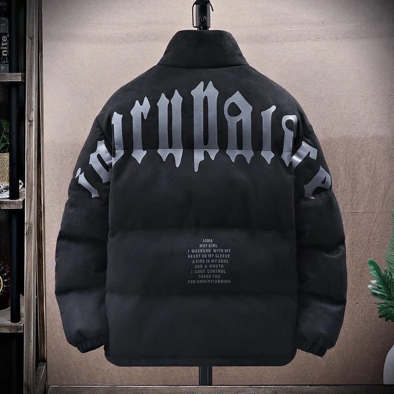 Männer Wintermantel im Gothic-Grafik-Design