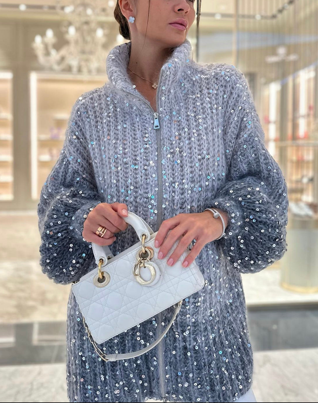 Großer, glänzender Oversize-Pullover Verena