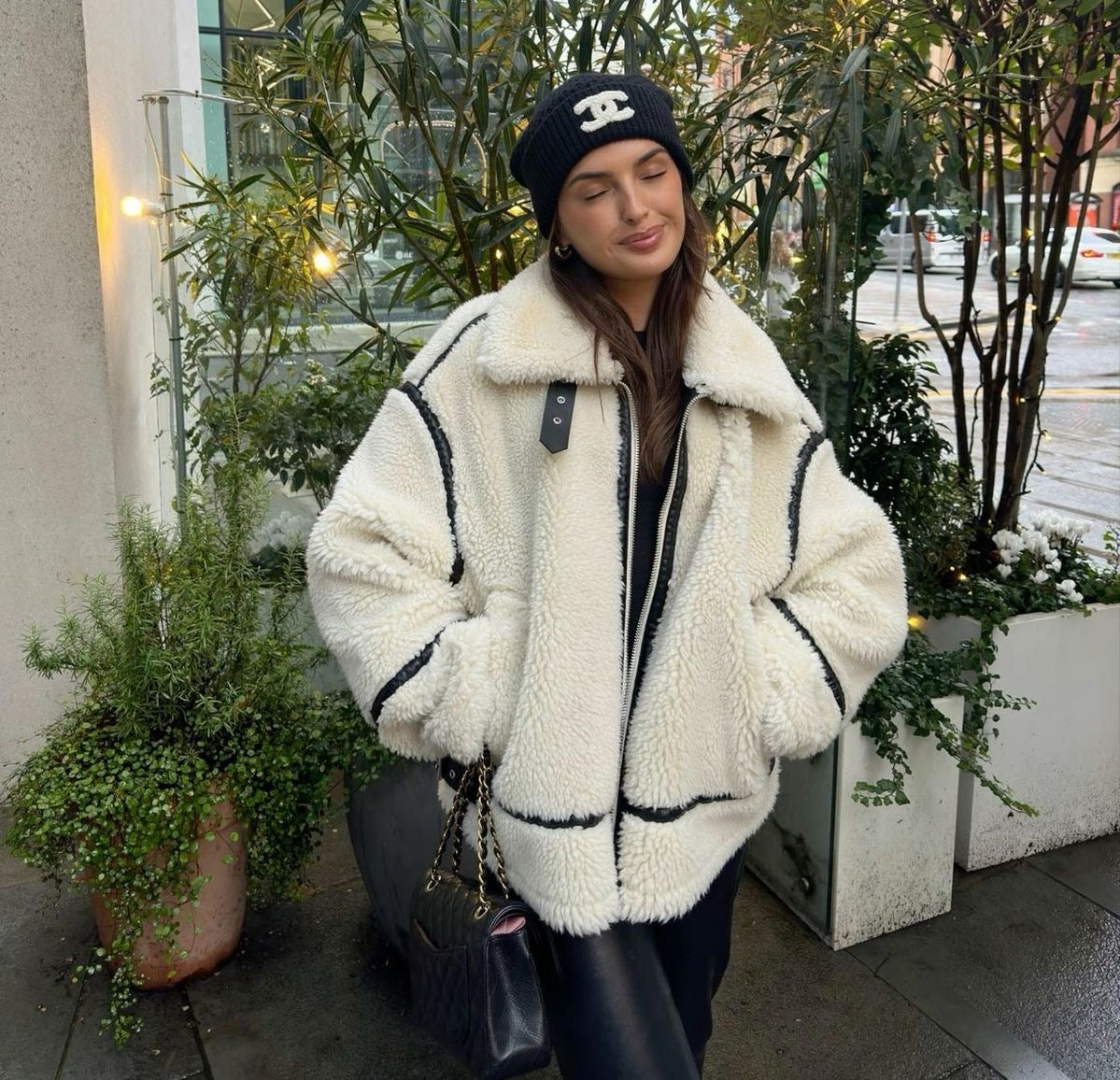 Krohn-e | Shearling-Jacke - Übergroßer Schnitt - Weiche Textur - Warme Fütterung - Reißverschlussöffnung