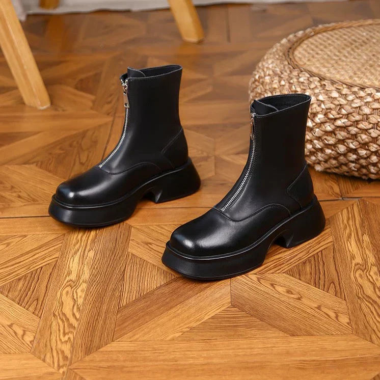 Krohn-e | Echtes Leder Modefell Winterstiefel