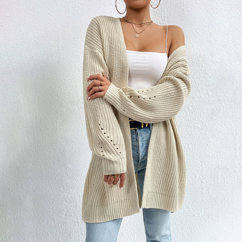 Krohn-e | Einfarbige Elegante Strickjacke mit Taschen