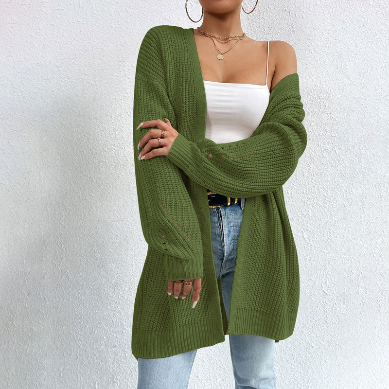 Krohn-e | Einfarbige Elegante Strickjacke mit Taschen