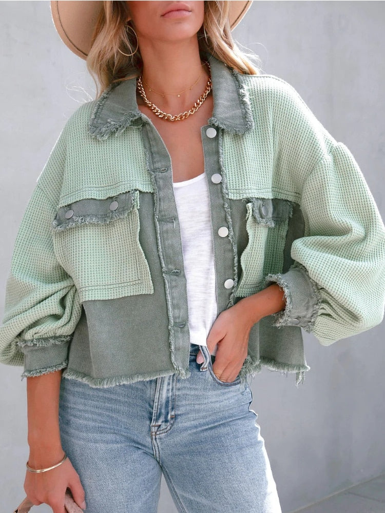 Krohn-e | Gekürzte Jacke Patchwork Design Statement Ärmel