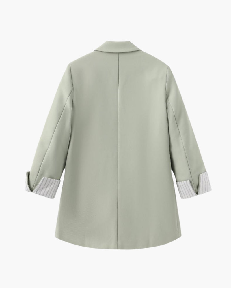 Krohn-e | Olivfarbener Damen Sommerblazer mit Doppelkneifen