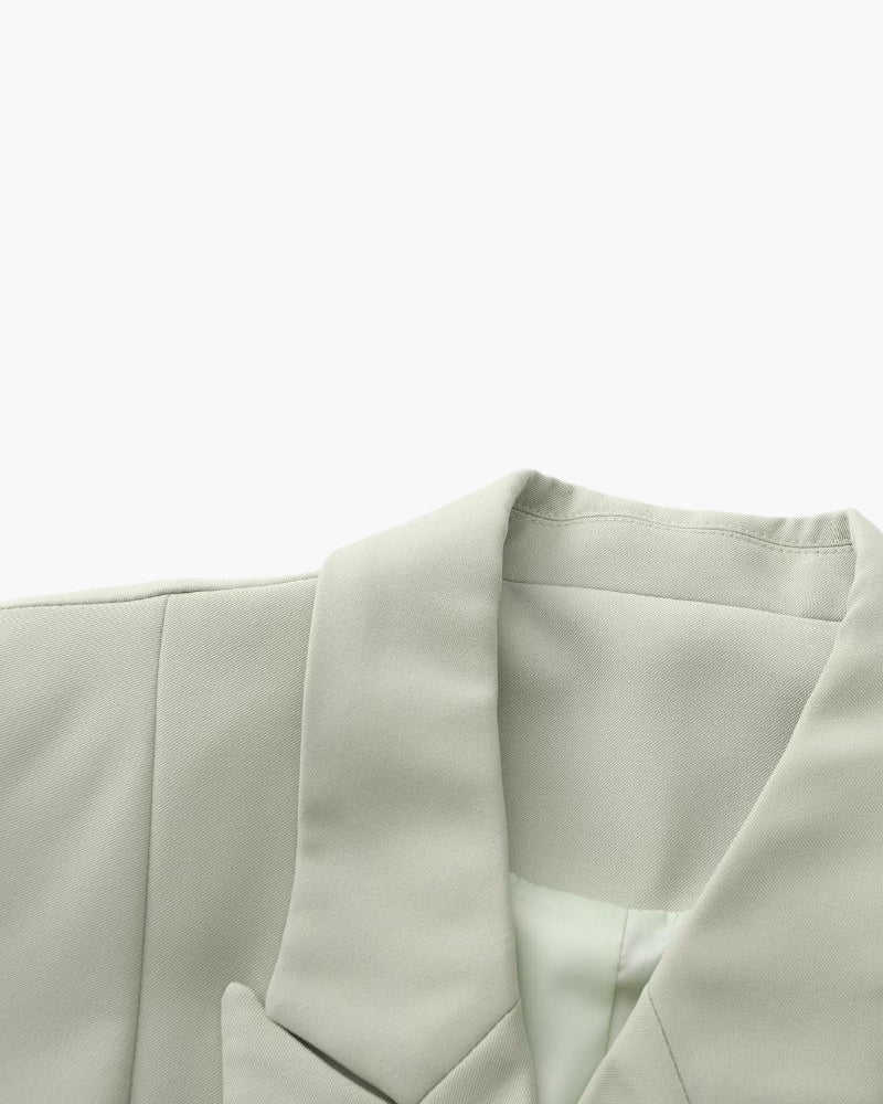 Krohn-e | Olivfarbener Damen Sommerblazer mit Doppelkneifen