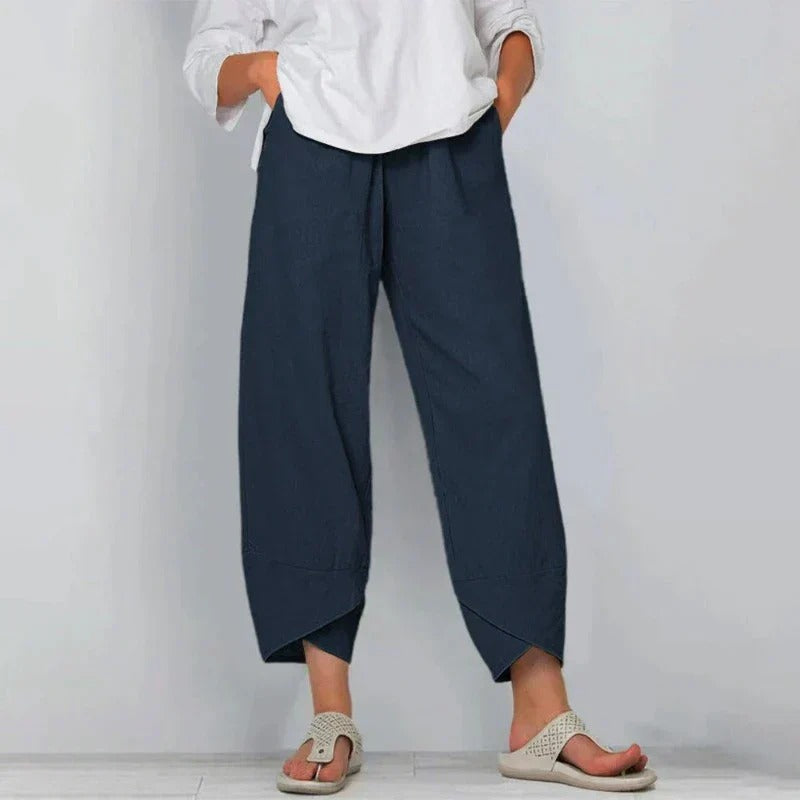 KROHN-E Damen Sommerhose Leichtgewebe Relaxed Fit