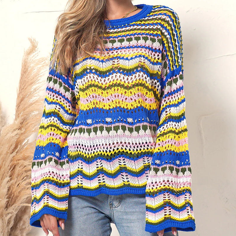Krohn-e | Bunte Strickjacke mit Muster Acryl Trendy und Bequem