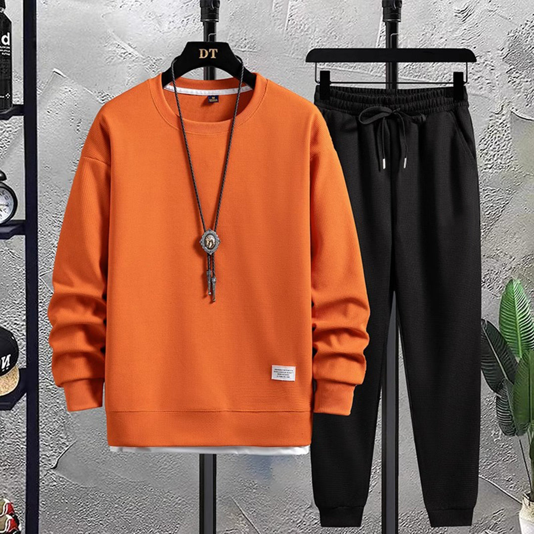 Fudus | Casual Langarm-Sweatshirt und -Hose mit Kordelzug, zweiteilig