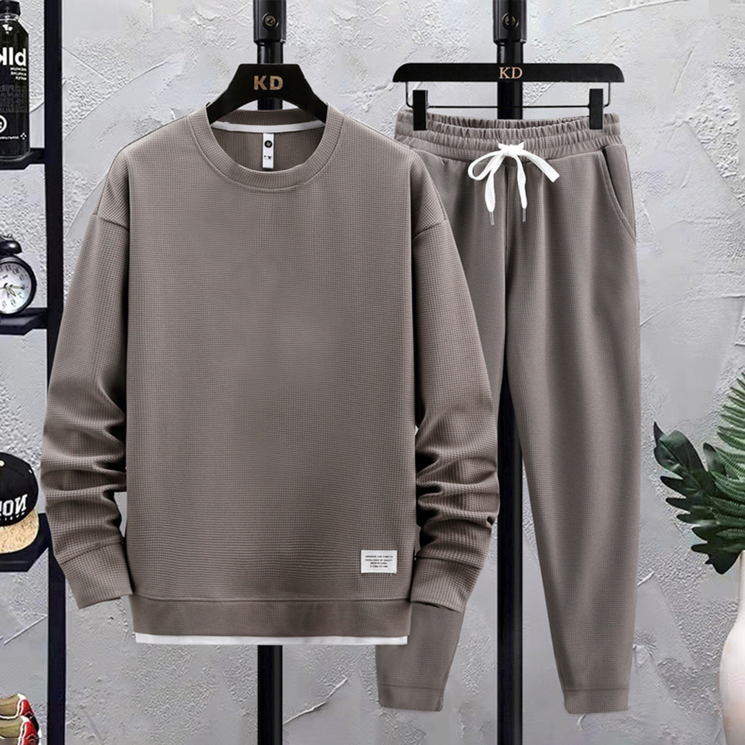 Fudus | Casual Langarm-Sweatshirt und -Hose mit Kordelzug, zweiteilig