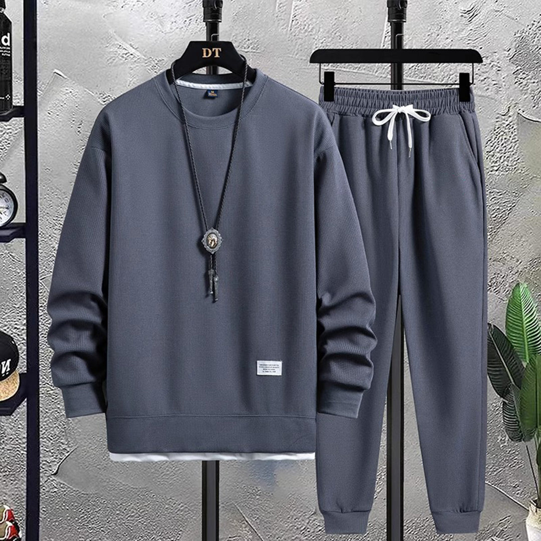 Fudus | Casual Langarm-Sweatshirt und -Hose mit Kordelzug, zweiteilig