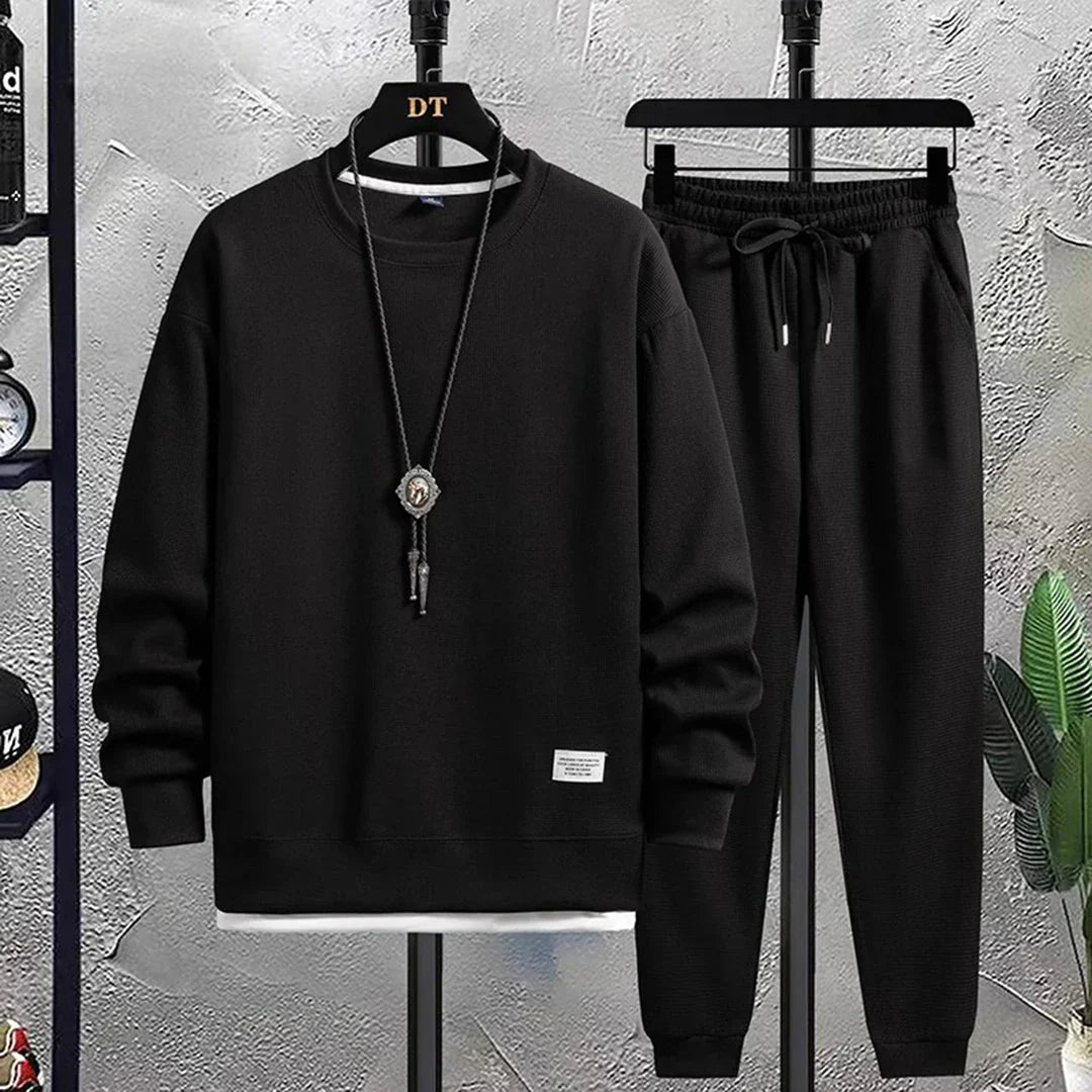 Fudus | Casual Langarm-Sweatshirt und -Hose mit Kordelzug, zweiteilig