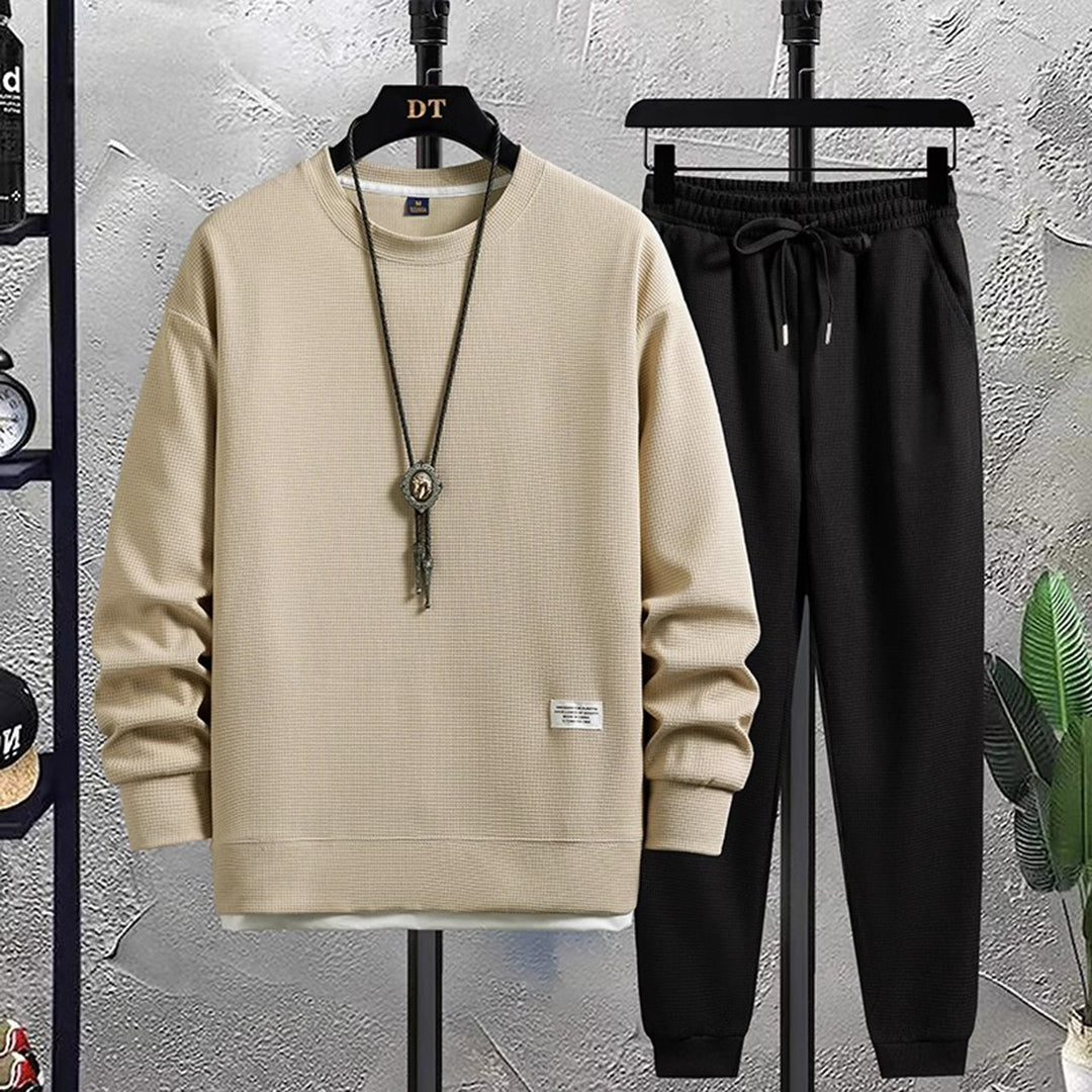 Fudus | Casual Langarm-Sweatshirt und -Hose mit Kordelzug, zweiteilig