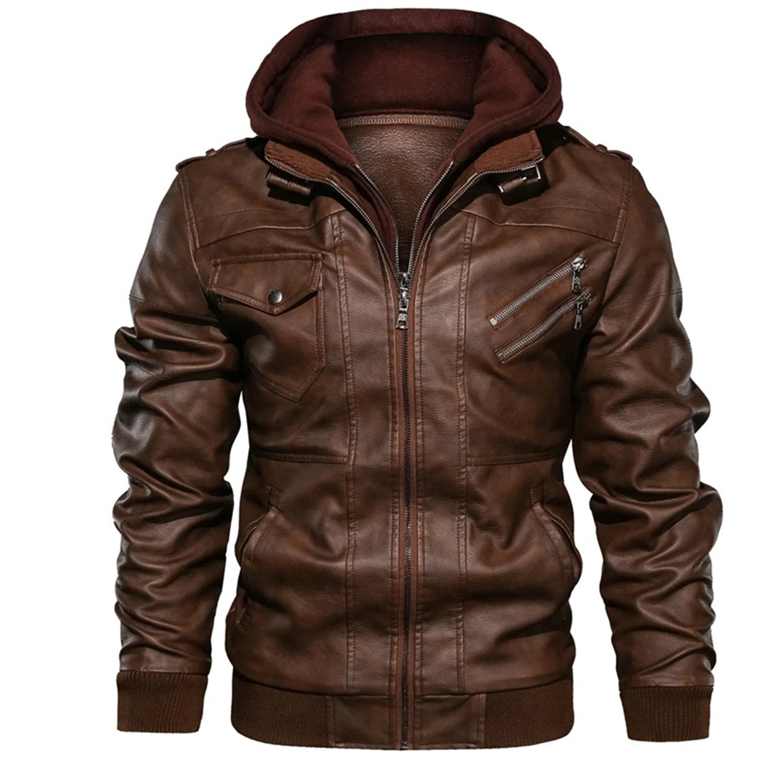 Moderne Herren Lederjacke mit Kapuze - Modell Jacob