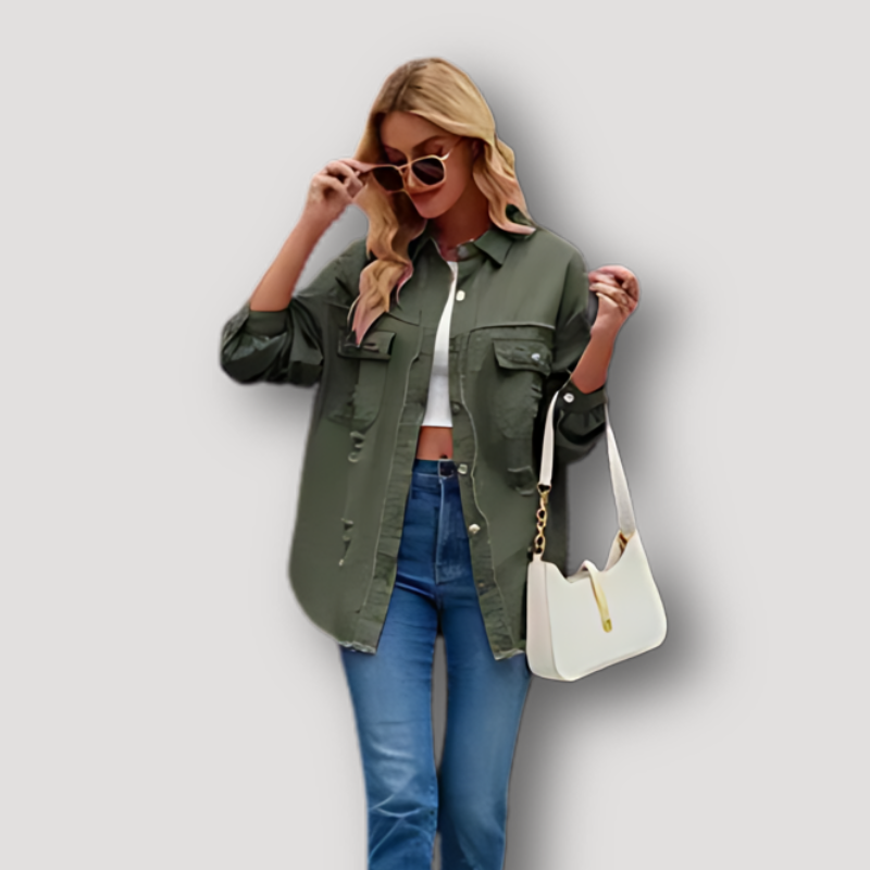 Kriss Vintage Denim Jacket: Washed and Distressed