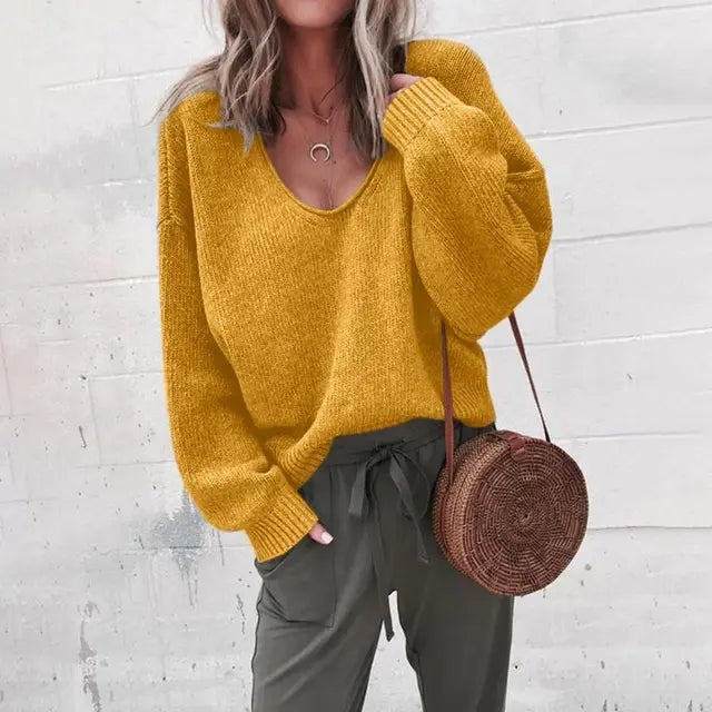 Krohn-e | V-ausschnitt Strickpullover Acryl Casual und Komfortabel