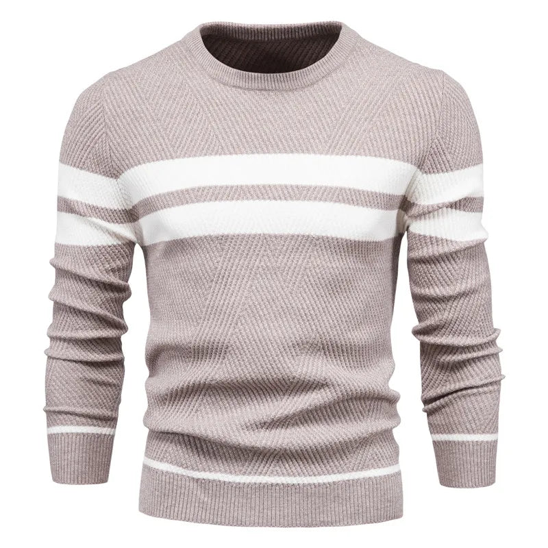 Krohn-e | Strickpullover mit Weißen Streifen Baumwolle Modern, Bequem