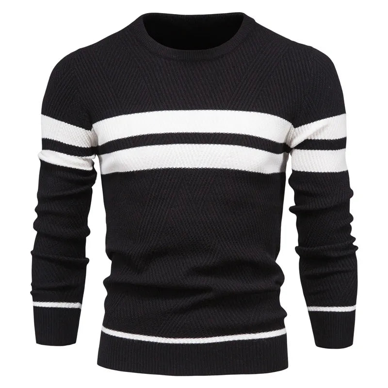 Krohn-e | Strickpullover mit Weißen Streifen Baumwolle Modern, Bequem